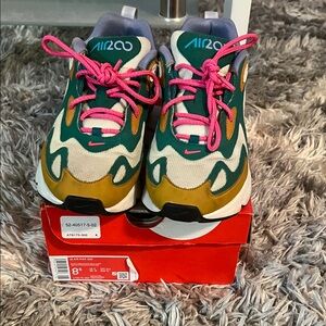 Nike Kids Sneakers - Green, Pink, and Gold